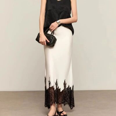 Limiguyue Design Lace Patchwork Skirt High-end Wrapped Hip L