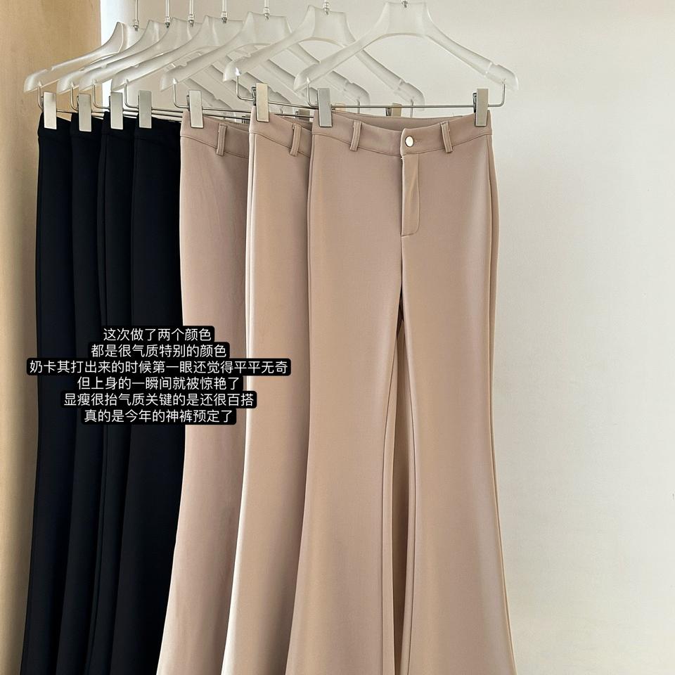 加绒加厚磨毛弹力西装休闲喇叭裤