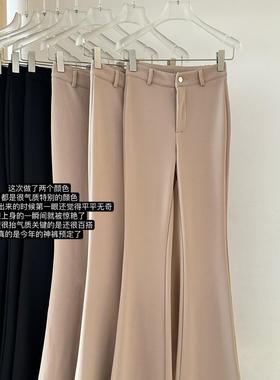 韩女神裤加绒加厚磨毛弹力西装喇叭裤女秋冬保暖裤修身微喇休闲裤