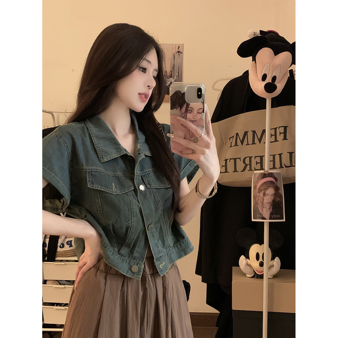 夏季洋气减龄短袖牛仔衬衫女2026年新款春装宽松上衣减龄洋气衬衣