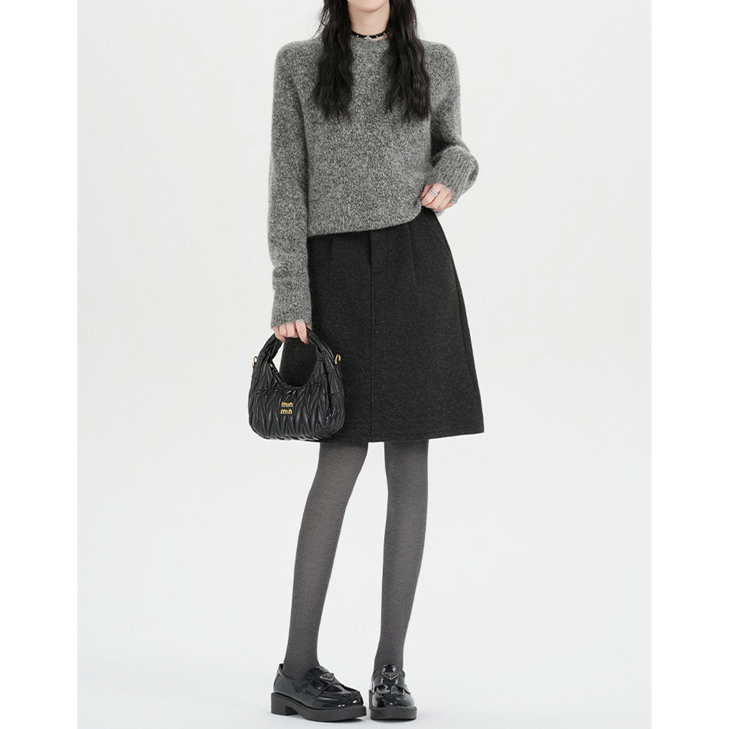 【赠运费险】加厚毛呢西装短裙