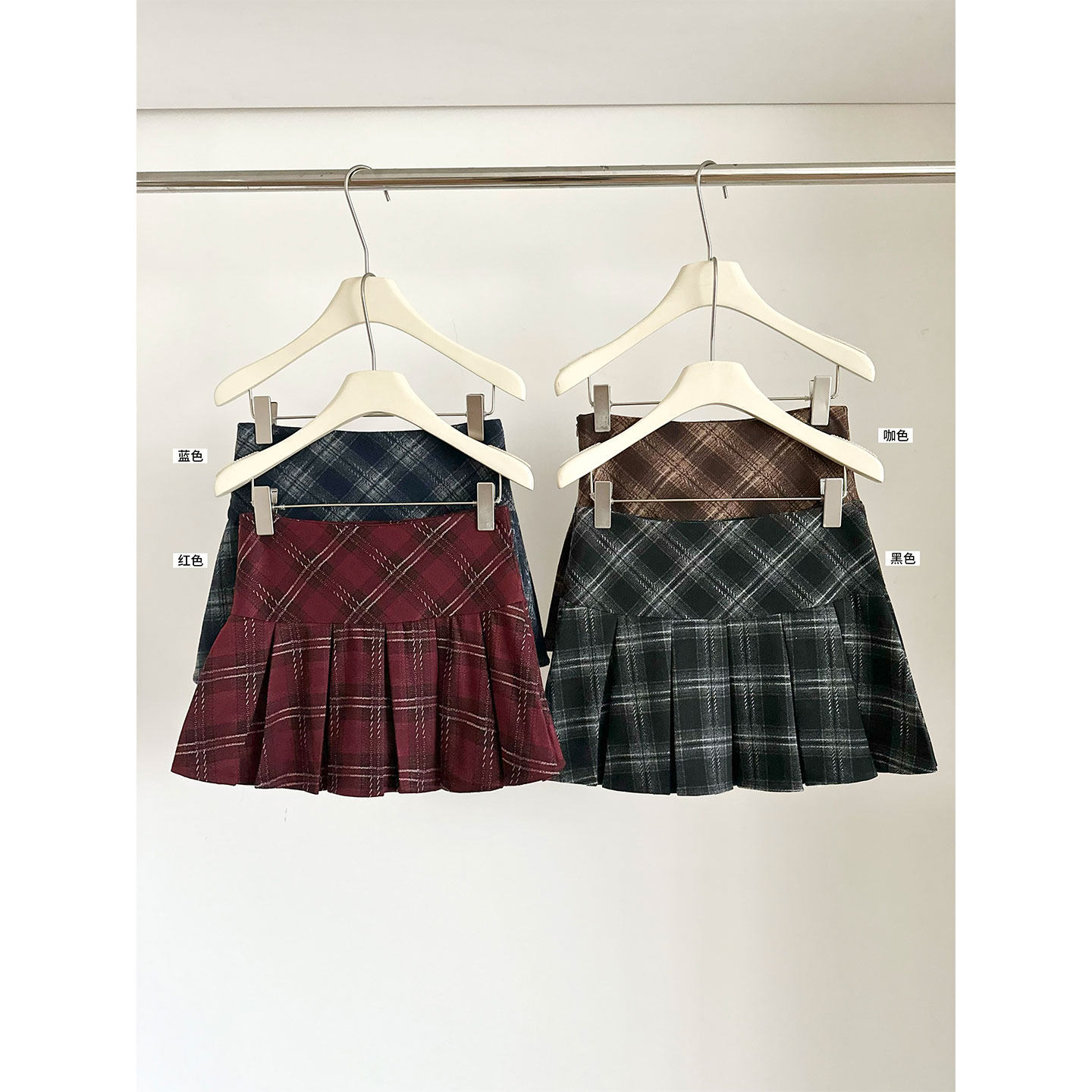 2026春季新款红色格纹毛呢百褶裙女冬外穿高腰显瘦复古A字半身裙,女装/女士精品,半身裙,淘宝优惠券,粉丝福利购,淘宝优惠卷