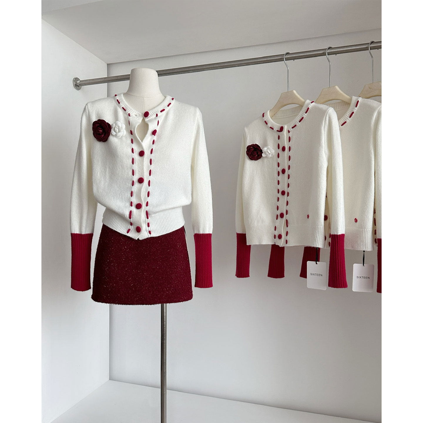 白色手工编织高级针织衫小个子女秋冬新年穿搭气质毛衣短外套上衣,女装/女士精品,毛衣,淘宝优惠券,粉丝福利购,淘宝优惠卷