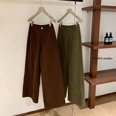 小个子高腰直筒弯刀牛仔裤宽松