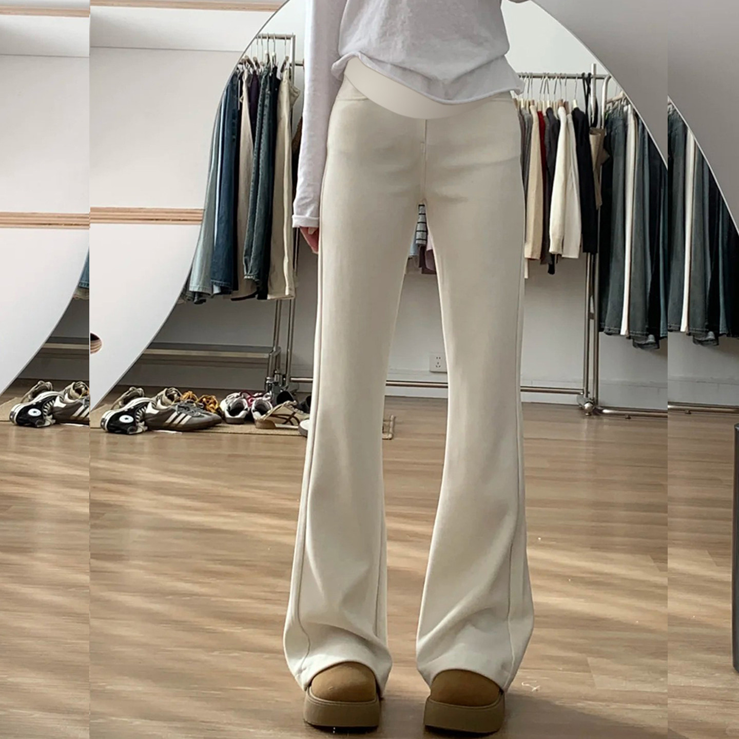 孕妇裤秋冬新品高腰托腹微喇休闲裤修身显瘦拖地裤毛呢加厚喇叭裤,孕妇装/孕产妇用品/营养,孕妇休闲裤,淘宝优惠券,粉丝福利购,淘宝优惠卷