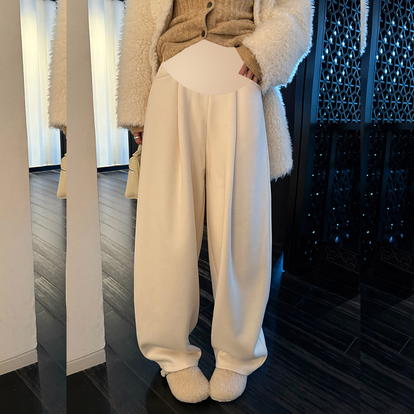 孕妇裤秋冬新品大码慵懒阔腿裤直筒托腹长裤托腹运动裤弯刀奶奶裤,孕妇装/孕产妇用品/营养,孕妇休闲裤,淘宝优惠券,粉丝福利购,淘宝优惠卷