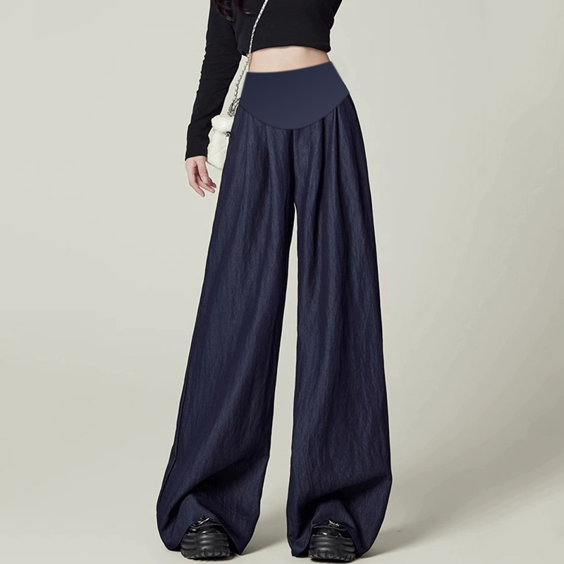 孕妇牛仔阔腿裤子夏季薄款外穿时尚大码休闲宽松托腹加长版孕妇装