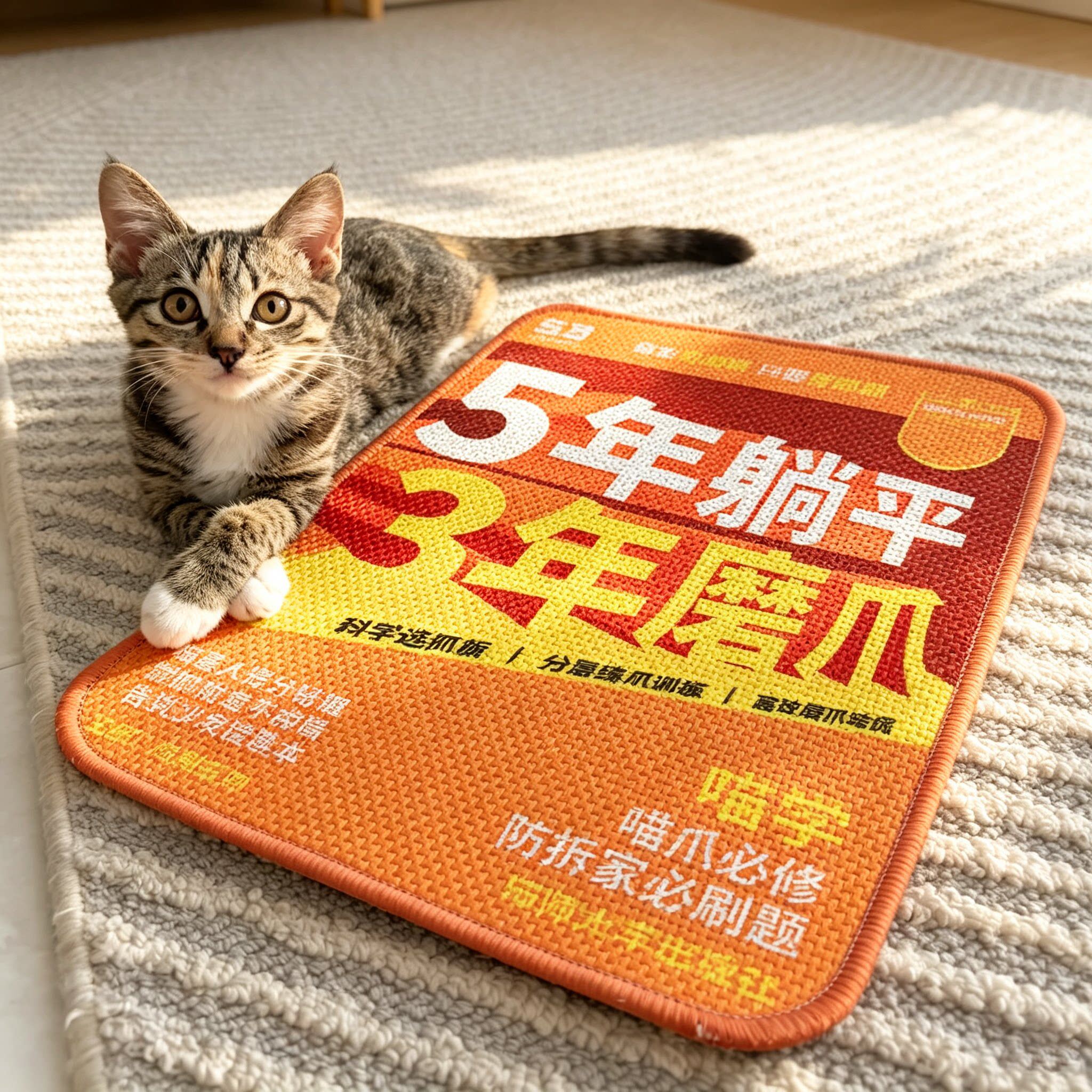 【小猫教辅】剑麻猫抓板立式可贴墙趣味猫抓垫耐磨不掉屑防抓沙发