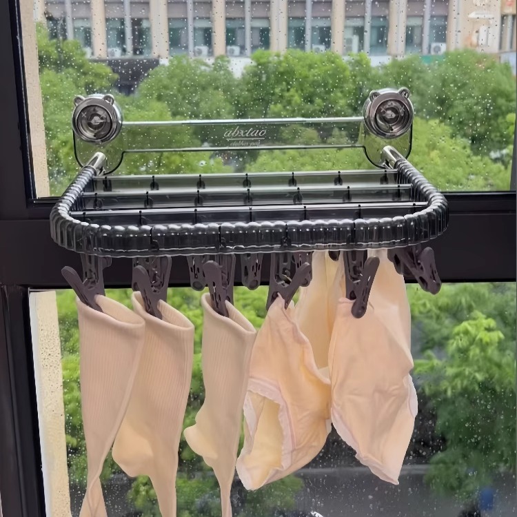 免打孔吸盘式折叠晾晒架超好用