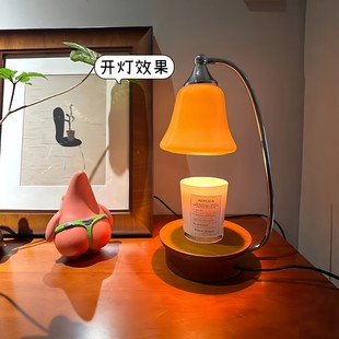 铃兰香薰灯中古风融蜡台灯卧室床头氛围灯可调光无火无烟蜡烛灯