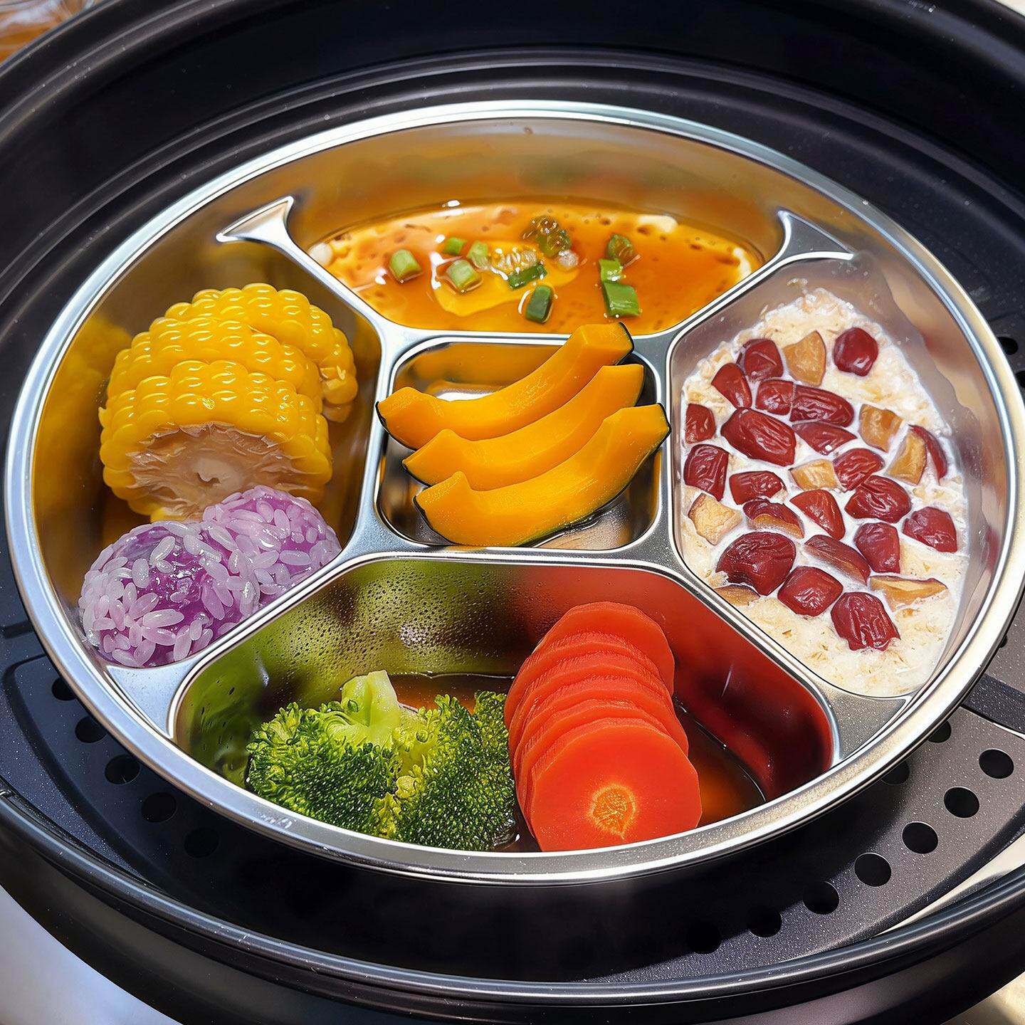 分餐盘【早餐一锅出】不锈钢五