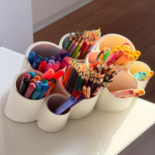 ins风文具收纳盒书桌上的治愈一角!斜插式笔筒办公室桌面大容量