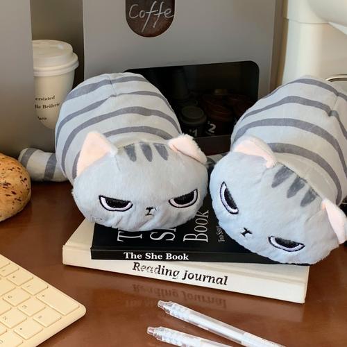 生气小灰猫可爱毛绒大容