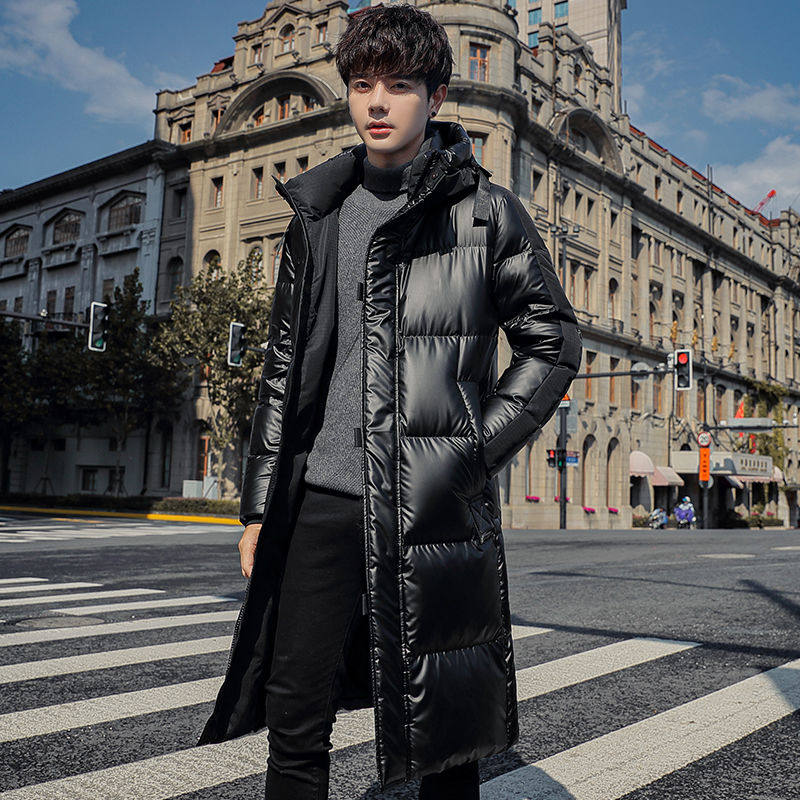 俞兆林羽绒服中长款男加厚羽绒风衣90绒羽绒外穿男亮面羽绒服型男