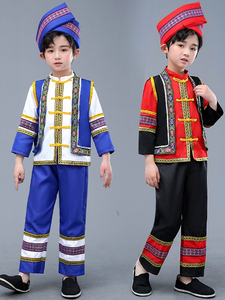 广西壮族六一儿童节少数民族舞蹈演出服装苗族土家族表演服装男装