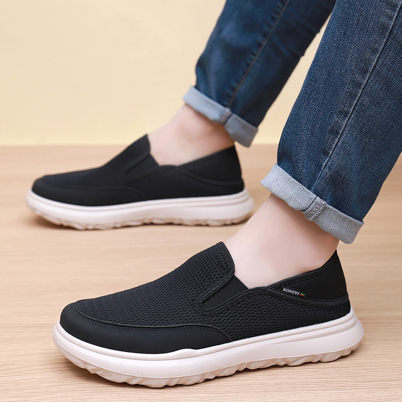 一脚蹬网面鞋男款透气防滑