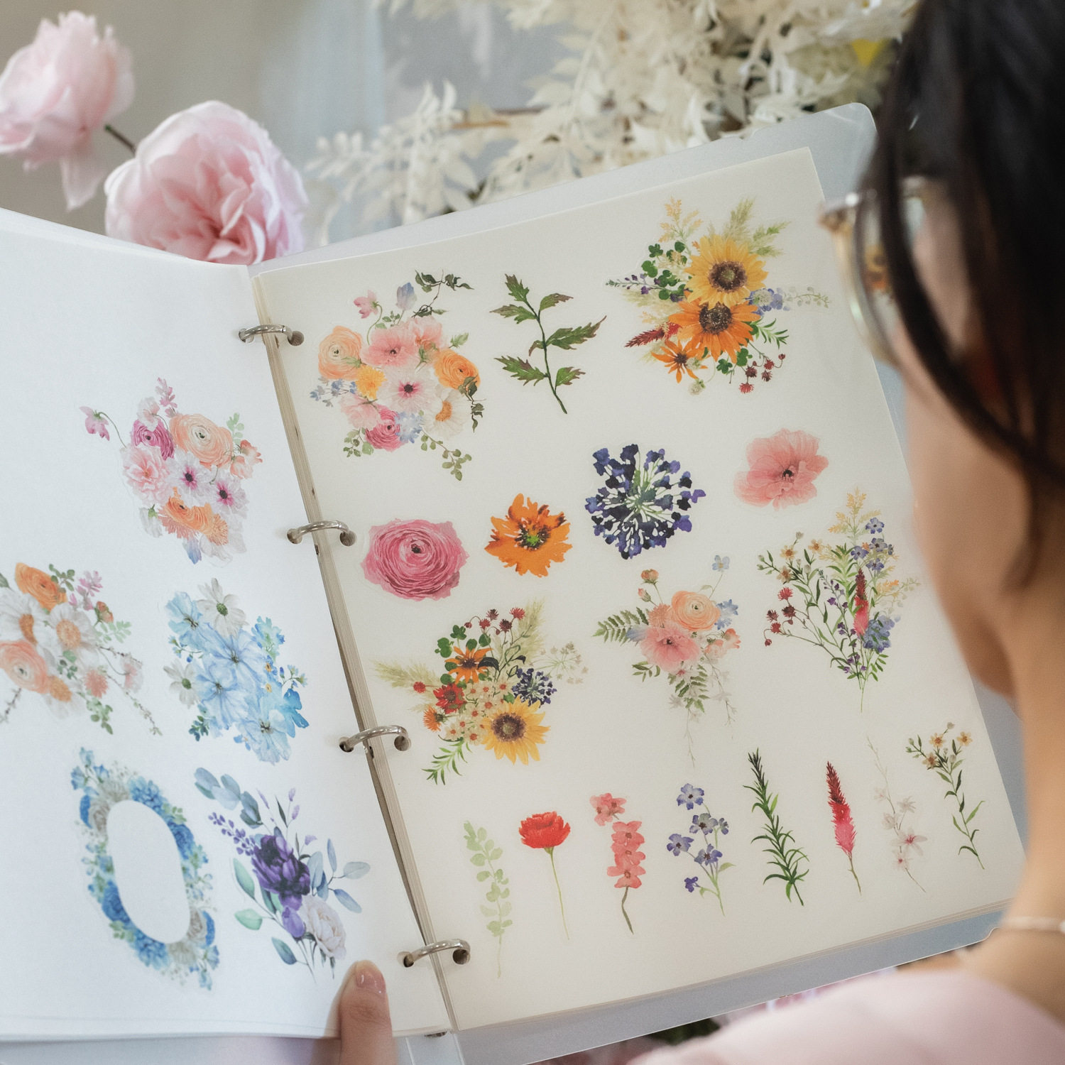 鲜花盛开时系列贴纸包手帐装饰