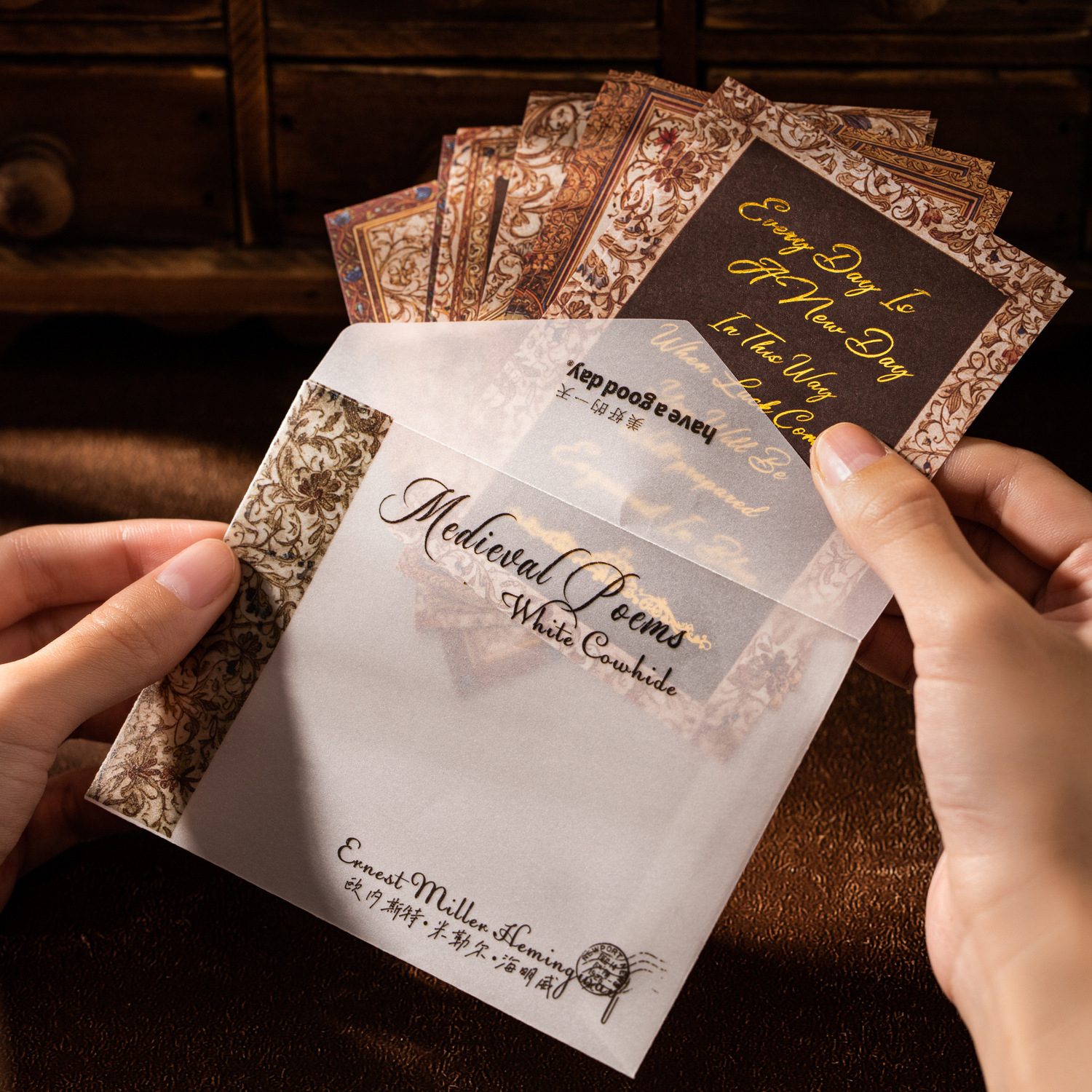 中世纪诗篇系列素材纸10张入 大文豪英文诗手帐DIY装饰打底背景纸