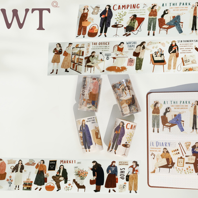 WT人物模切数码手帐胶带