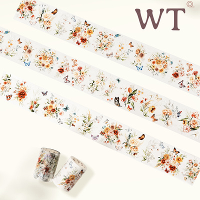 WT正品花朵模切手帐胶带