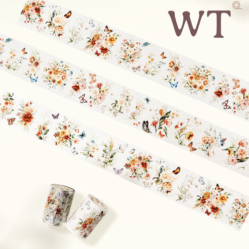 WT正品花朵模切手帐胶带