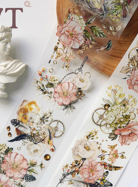 WT手帐胶带 蔷薇叙事集 模切粉色和纸PETIns风复古清新花朵主题