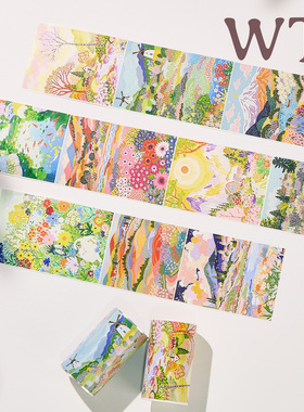 WT手帐胶带 春野漫游 风景春天花朵和纸PET百搭装饰Ins风手帐胶带