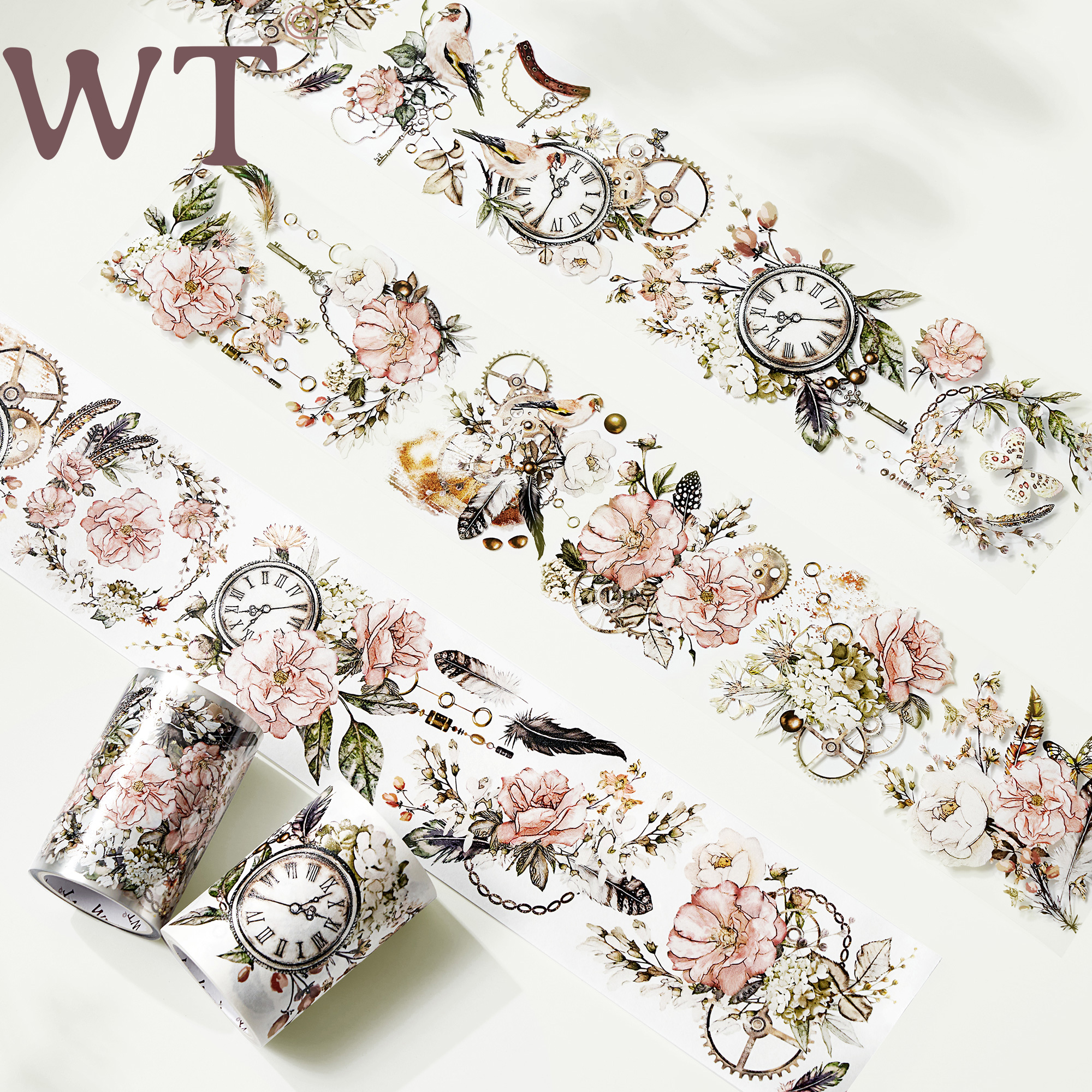 WT正品手帐胶带花朵和纸PET复古