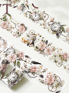 WT手帐胶带 蔷薇叙事集 和纸PET百搭装饰Ins风复古清新花朵主题