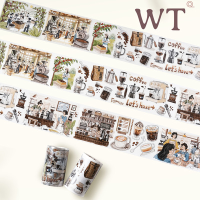 WT正品咖啡主题手帐胶带日常风
