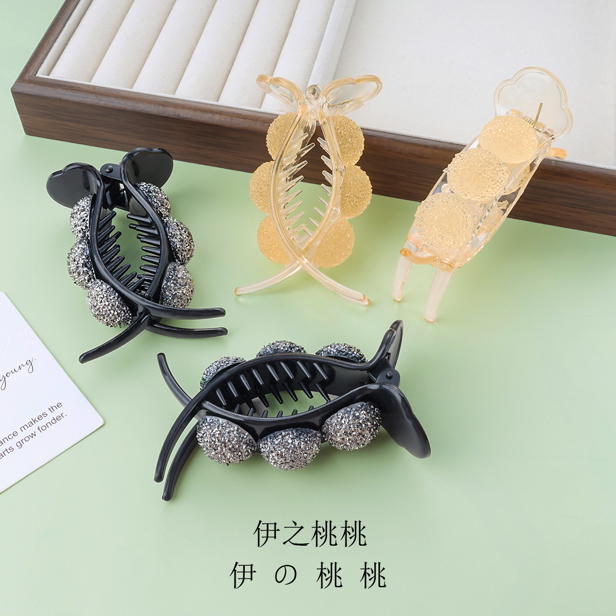 韩国满钻丸子头抓夹发饰