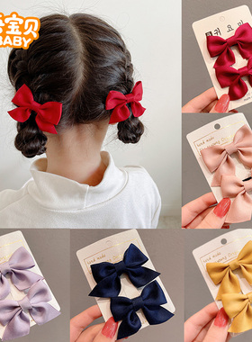 学生蝴蝶结发饰红色小夹子女孩前额发夹女生网红宝贝公主发卡头饰