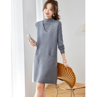 MONLOUVE秋冬连衣裙女新款轻奢高级感冬裙2025新款冬天配大衣的毛