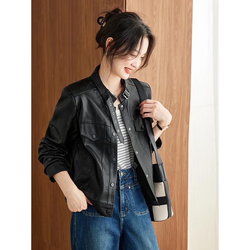 MONLOUVE皮衣外套女款2025新款今年流行爆款小个子皮夹克高级感酷