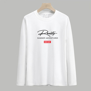 休闲打底衫 春秋新款 宽松情侣百搭大码 t恤男圆领纯棉薄款 长袖