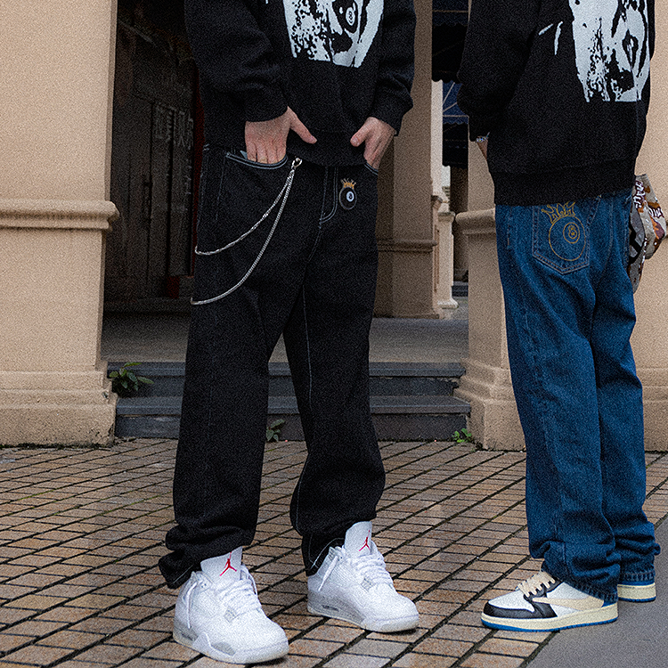 秋冬新品原创皇冠刺绣百搭牛仔裤