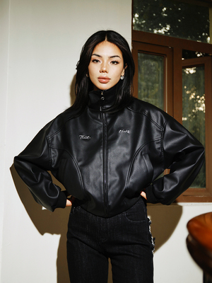 联名廓形美式短款皮衣外套