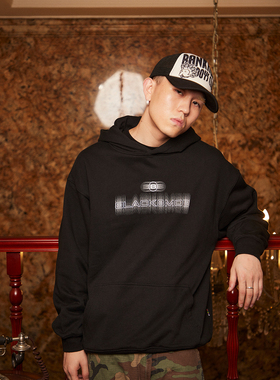 【BLACK8MOB】2023FW美式复古幻影基础LOGO宽松百搭连帽卫衣休闲