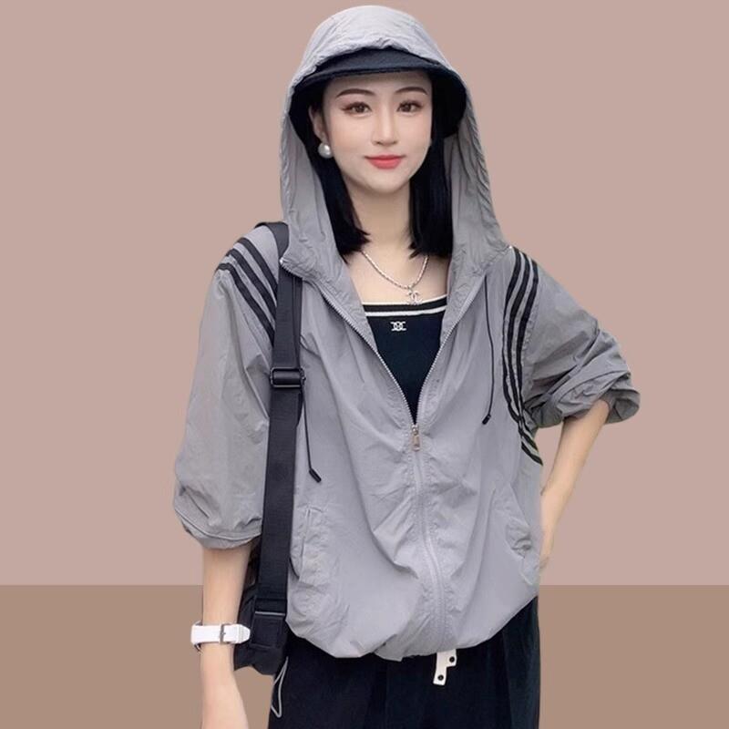 防紫外线防晒衣女2025夏季新款防晒服户外透气百搭宽松长袖薄外套