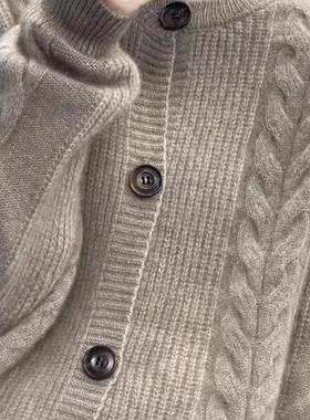 2025年春秋新款复古毛衣短款加厚洋气显瘦宽松长袖针织开衫女上衣