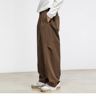 亦止男装美式弯刀阔腿裤男秋季新款日系复古工装裤宽松休闲长裤男