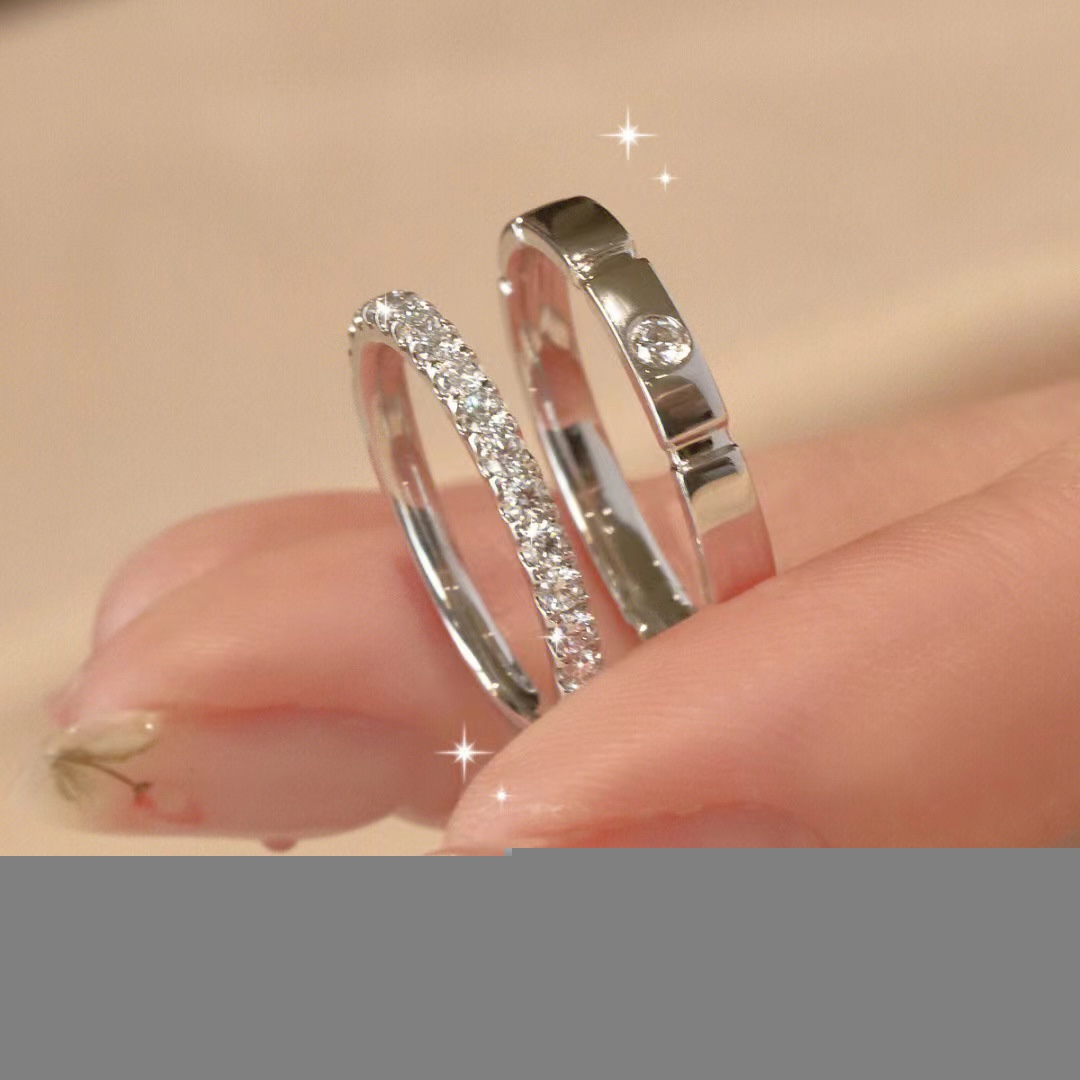 官宣之戒情侣戒指一对轻奢小众设计感开口食指指环男女对戒潮批发