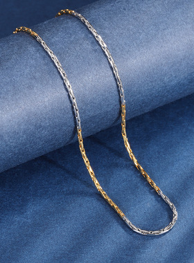 秋冬新款高档珠宝豪华镶嵌铜镀人工培育宝石底电镀双色项链饰品