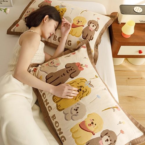 全棉四层纱布枕套一对装家用成人