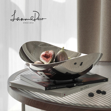 LamomeDeco北欧风盘子不锈钢轻奢水果盘托盘客厅果盘家用茶几果盆