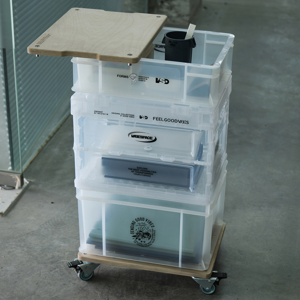 VIBESPACE收纳箱透明堆叠侧开