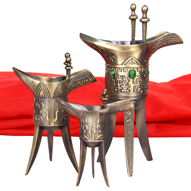 古代三国帝王杯爵辛父古代杯酒杯三角秦朝爵道具婚礼.包酒杯酒