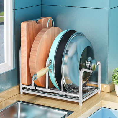 304不锈钢锅盖置物架坐式台面砧板架子厨房菜板收纳架案板架家用