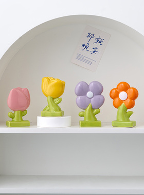 陶瓷花朵办公室桌面装饰品摆件玄关客厅电视柜儿童房幼儿园小摆设