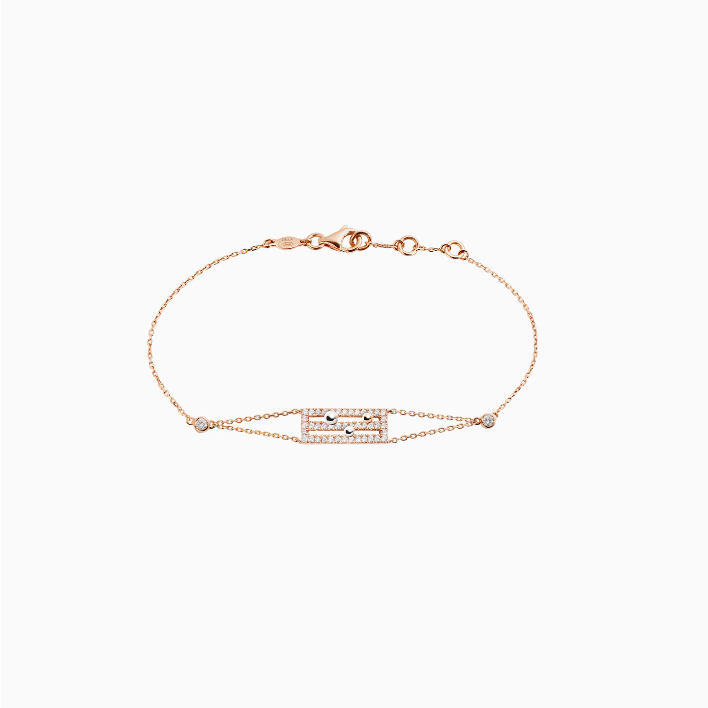 DJULA茱蕊 星运系列18K金钻石玫瑰金白金女珠宝时来运转手链奢华